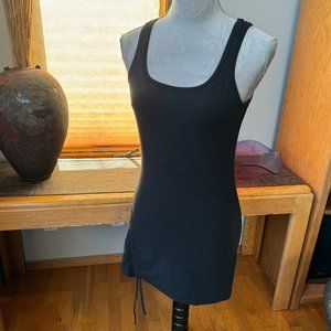 PRANA mini dress with ruching at side - tank style with bra shelf - Sz M - black